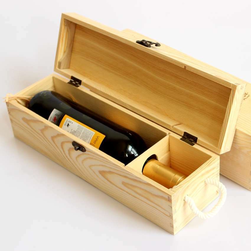 One Bottle Hinged Wooden Wine Boxes