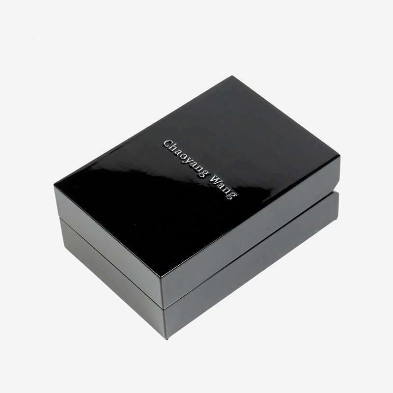 Black High Gloss Paint Necklace Packaging Small Rectangle Jewelry Boxes